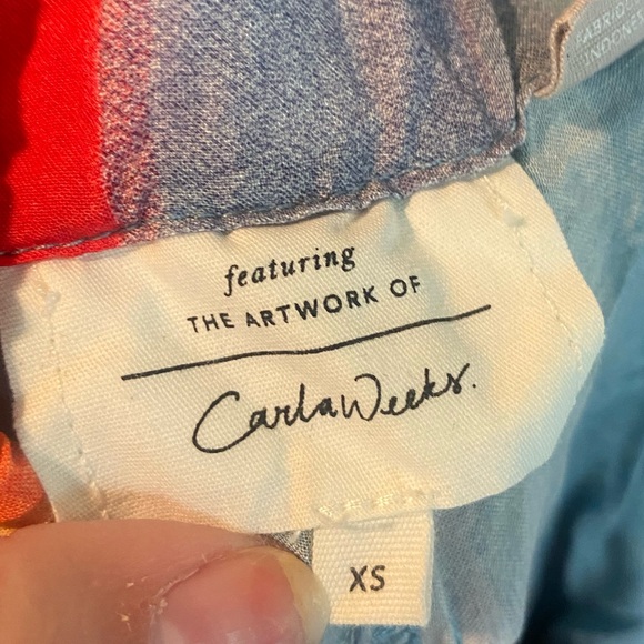 Anthropologie Carla Weeks Watercolor rainbow Striped Pants - Picture 4 of 4